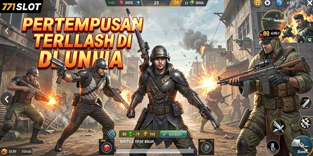 Tampilan gameplay 171SLOT saat pertempuran Battle Royale yang intens.