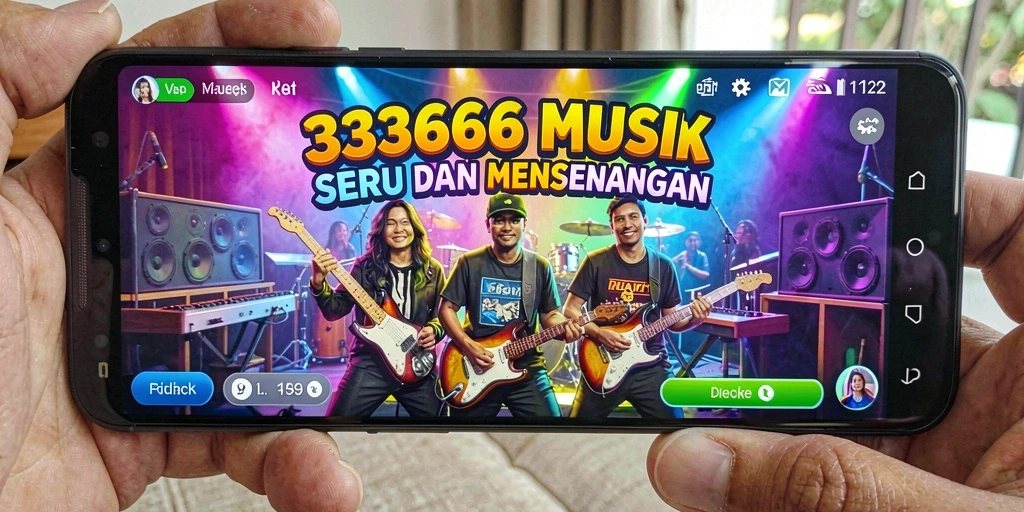 Screenshot gameplay 333666 dengan pemain menikmati permainan musik.