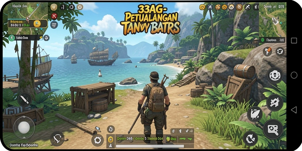 Screenshot gameplay 33AG yang menampilkan eksplorasi dunia terbuka.