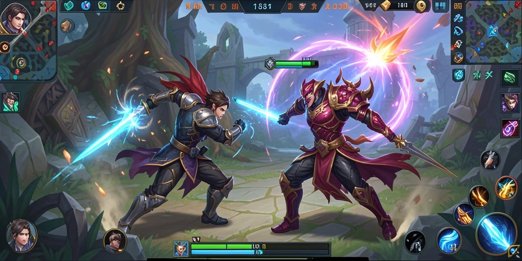 Tampilan gameplay seru dari 8II dengan aksi MOBA intens.