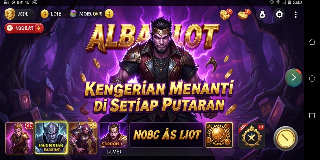 Screenshot menunjukkan gameplay mendebarkan ALBASLOT dengan suasana horor yang menakutkan.