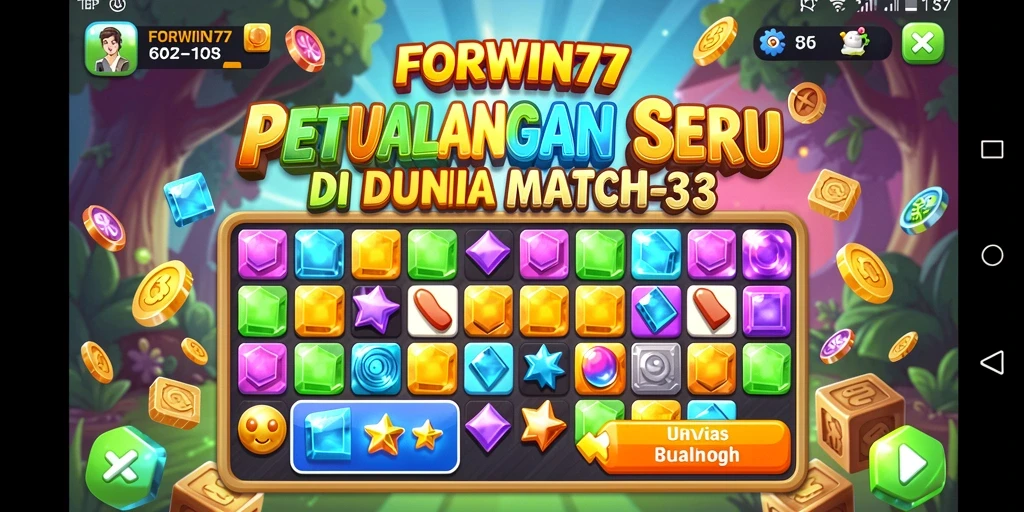 Gameplay seru dari FORWIN77 dengan kombinasi warna-warni dan tantangan Match-3.