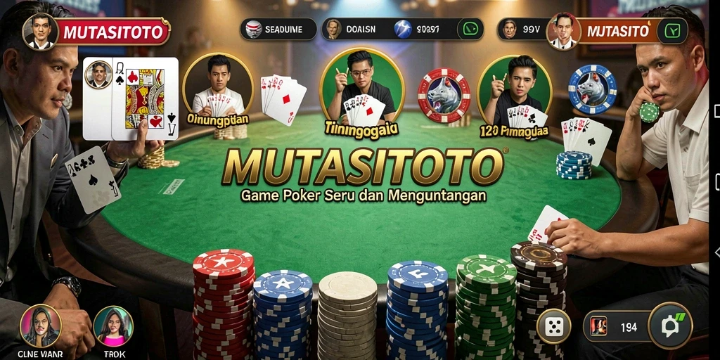 Tampilan gameplay Poker yang intens dan menarik di MUTASITOTO.