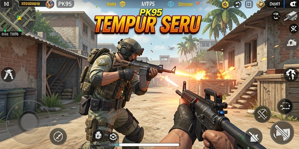 Tampilan gameplay seru dengan aksi tembak-menembak yang mendebarkan.