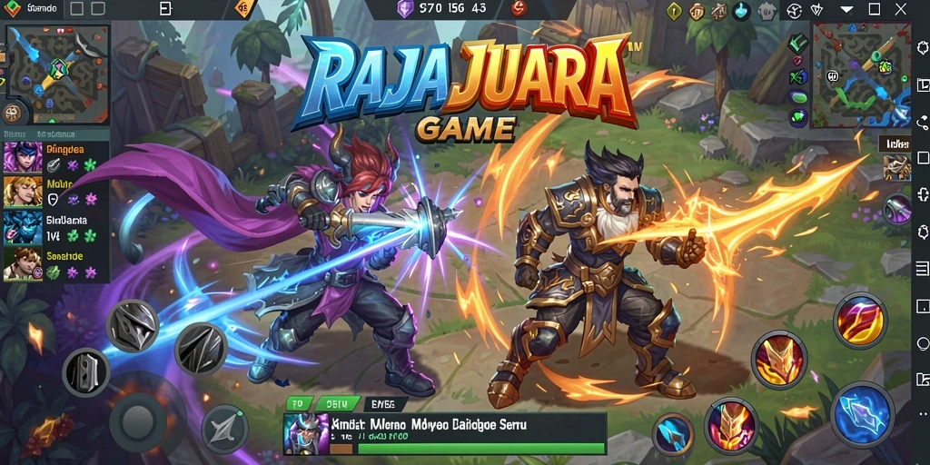 Tampilan gameplay seru di arena pertarungan RAJAJUARA.