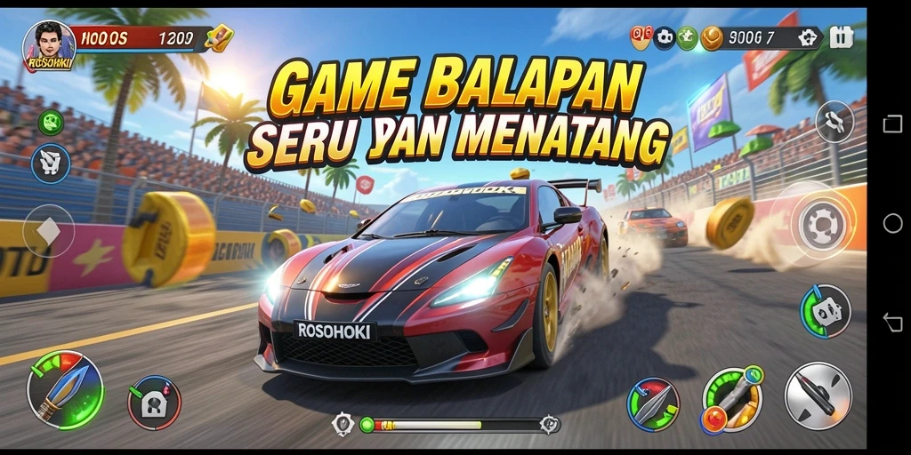 Tampilan gameplay menegangkan dari ROSOHOKI saat balapan.