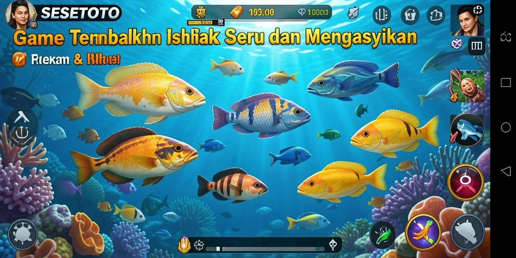 Screenshot SESETOTO menampilkan momen seru saat menembak ikan.