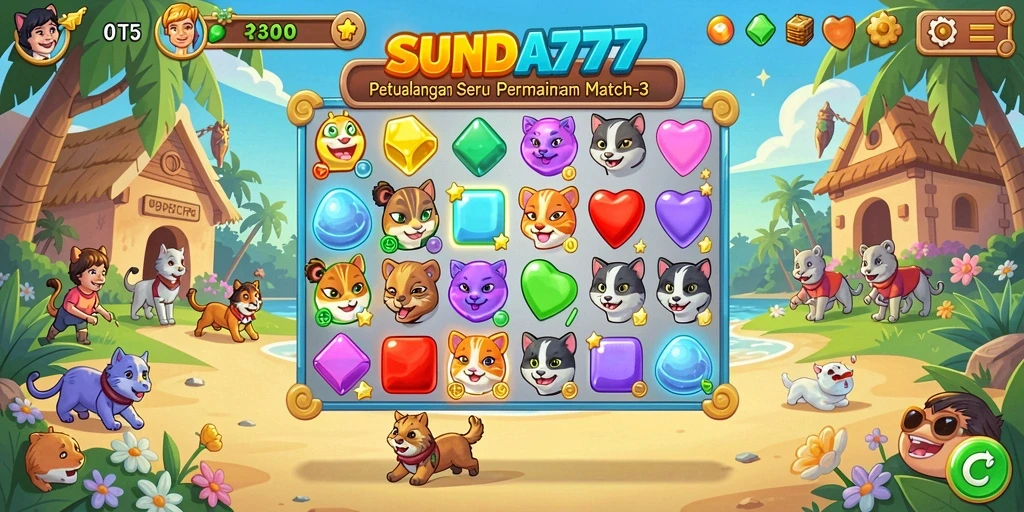 Gameplay menantang dan menarik dalam SUNDA777 Match-3.