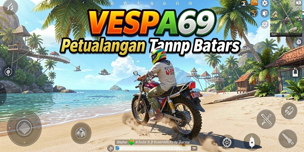 Tangkapan layar gameplay VESPA69 menampilkan keindahan dunia terbuka.